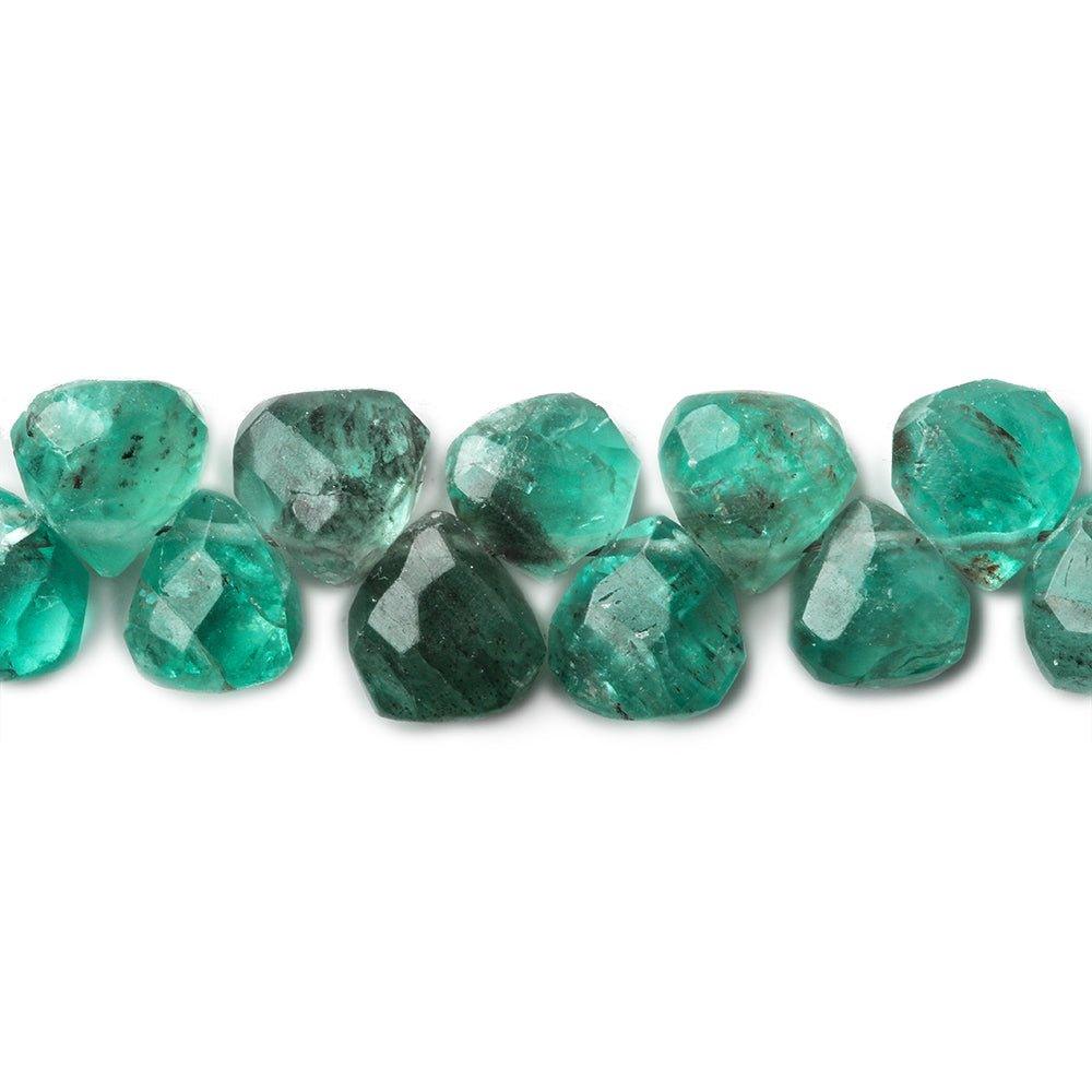 Apatite Faceted Heart Beads, 8 inch, 6x6x4-5x5x4mm, 55 pieces - The Bead Traders