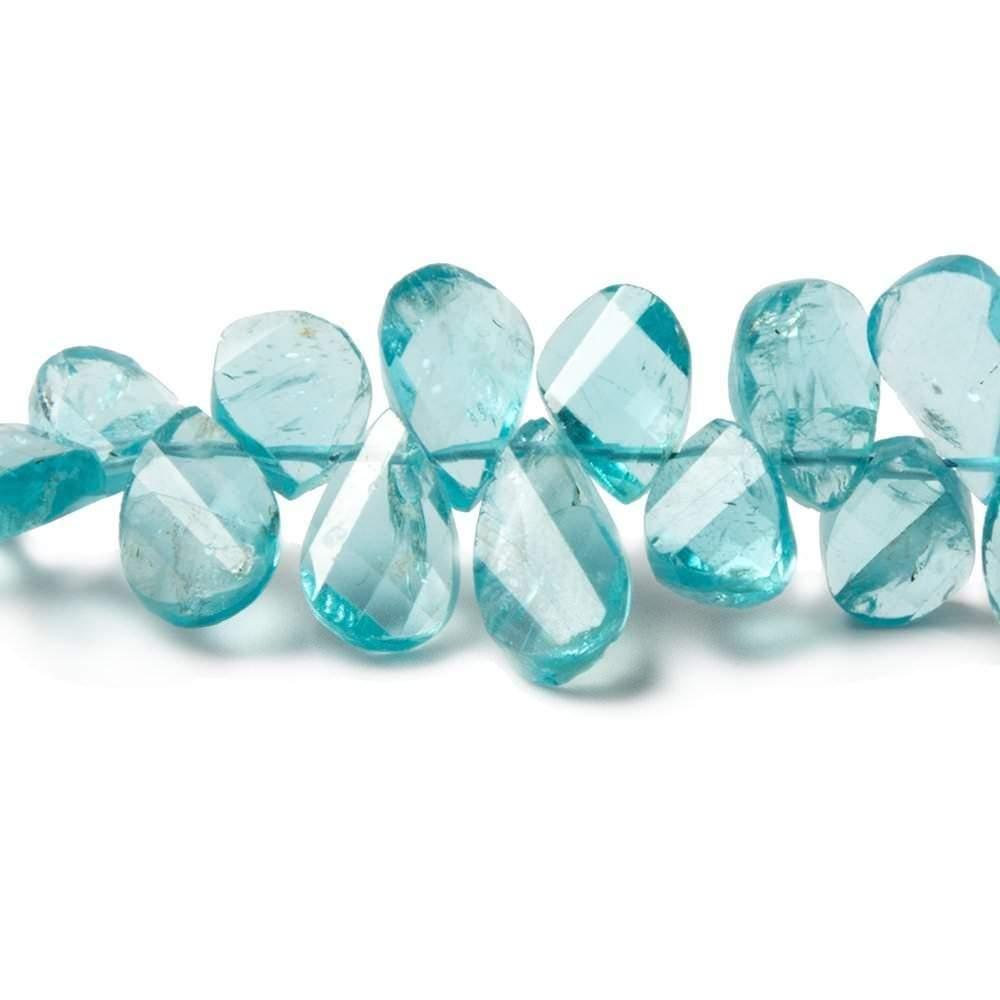 Apatite twist faceted pear beads 9 inch 67 pieces - The Bead Traders