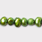 Apple Green Side Drilled Baroque Freshwater Pearls 16 inch 74 beads 7x5-5x5mm - The Bead Traders