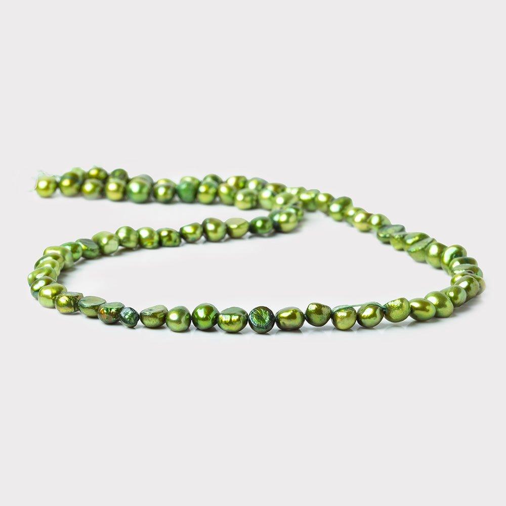 Apple Green Side Drilled Baroque Freshwater Pearls 16 inch 74 beads 7x5-5x5mm - The Bead Traders