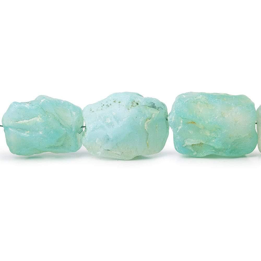 Aqua Blue Agate Tumbled Chip Hammer Faceted Rectangle Beads 8 inch 11 pieces - The Bead Traders