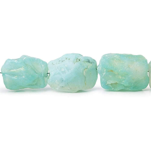 Aqua Blue Agate Tumbled Chip Hammer Faceted Rectangle Beads 8 inch 11 pieces