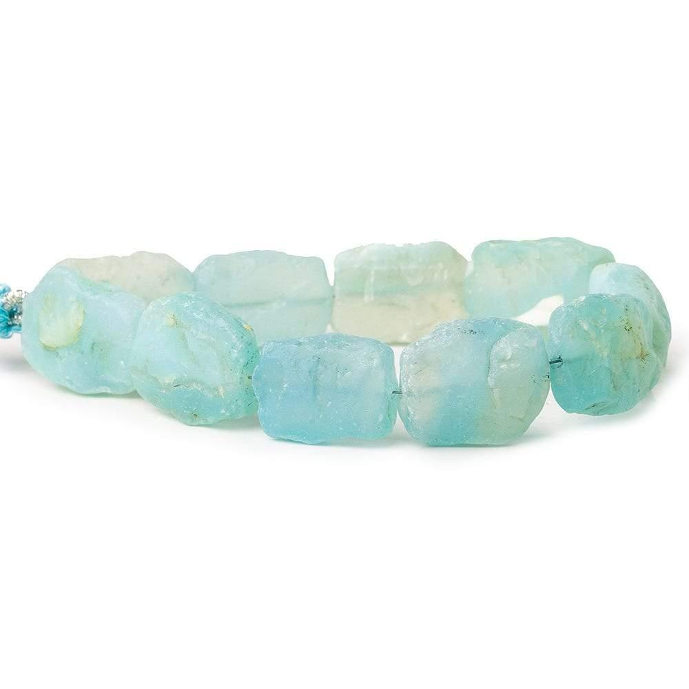 Aqua Blue Agate Tumbled Chip Hammer Faceted Rectangle Beads 8 inch 11 pieces - The Bead Traders