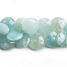 Aquamarine Faceted Heart Beads 8 inch 36 pieces - The Bead Traders