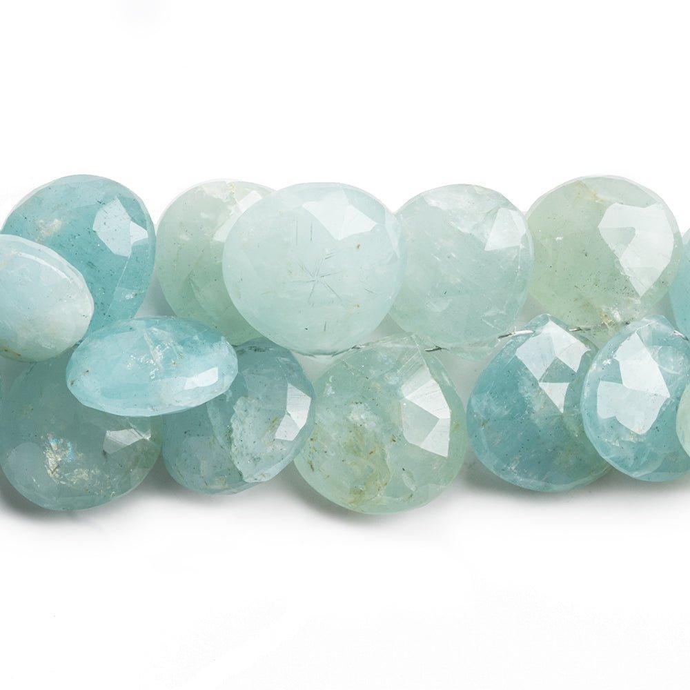 Aquamarine Faceted Heart Beads 8 inch 36 pieces - The Bead Traders