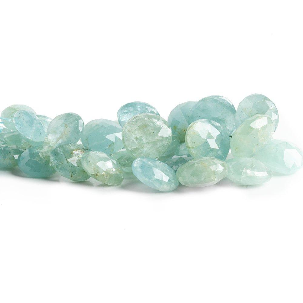 Aquamarine Faceted Heart Beads 8 inch 36 pieces - The Bead Traders
