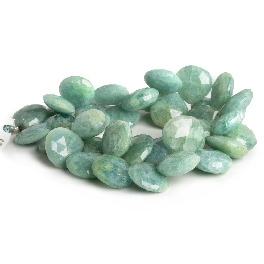 Aquamarine Faceted Heart Beads 8 inch 38 pieces - The Bead Traders