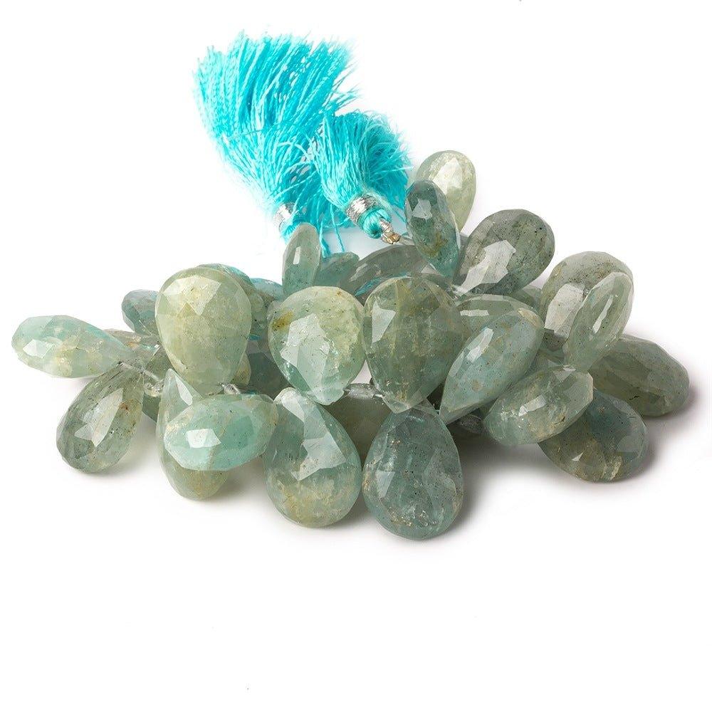 Aquamarine Faceted Pear Beads 8 inch 39 pieces 13x10-20x16mm - The Bead Traders