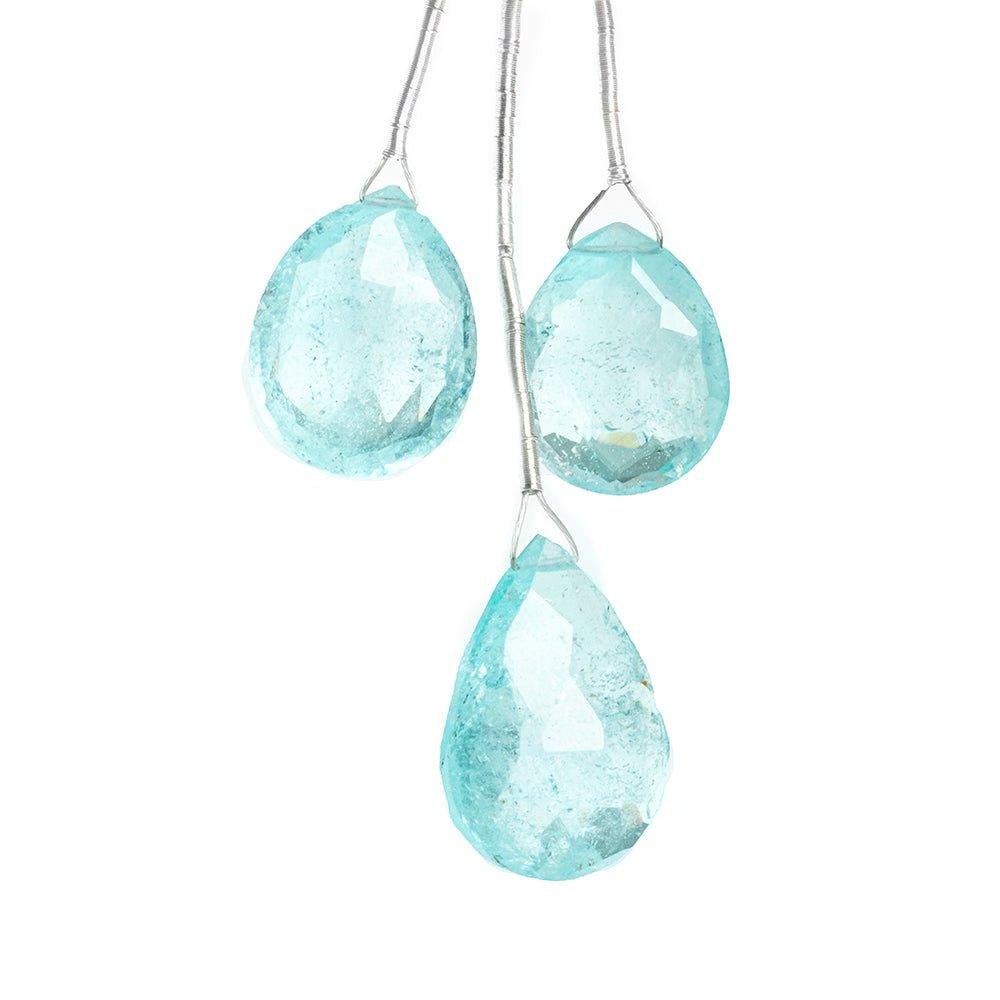 Aquamarine Faceted Pear Focal Beads 3 pieces - The Bead Traders