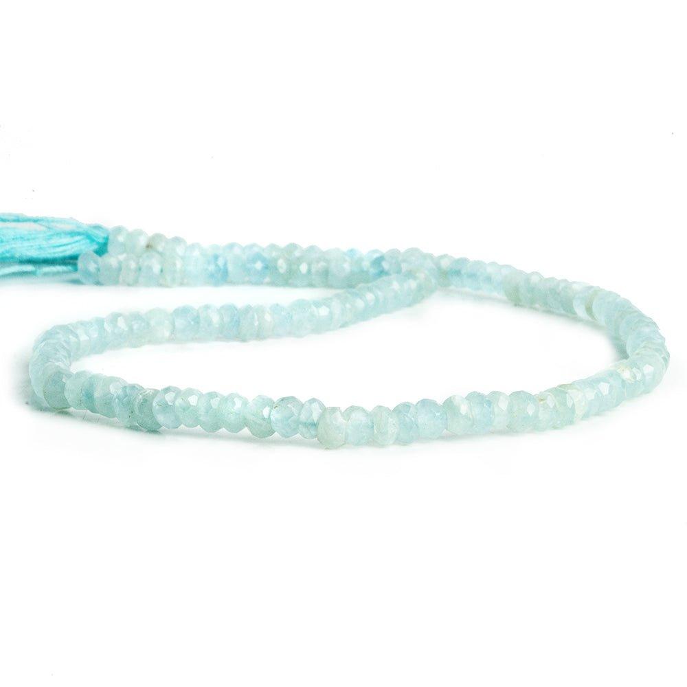 Aquamarine Hand Cut Faceted Rondelle Beads 12 inch 115 pieces - The Bead Traders