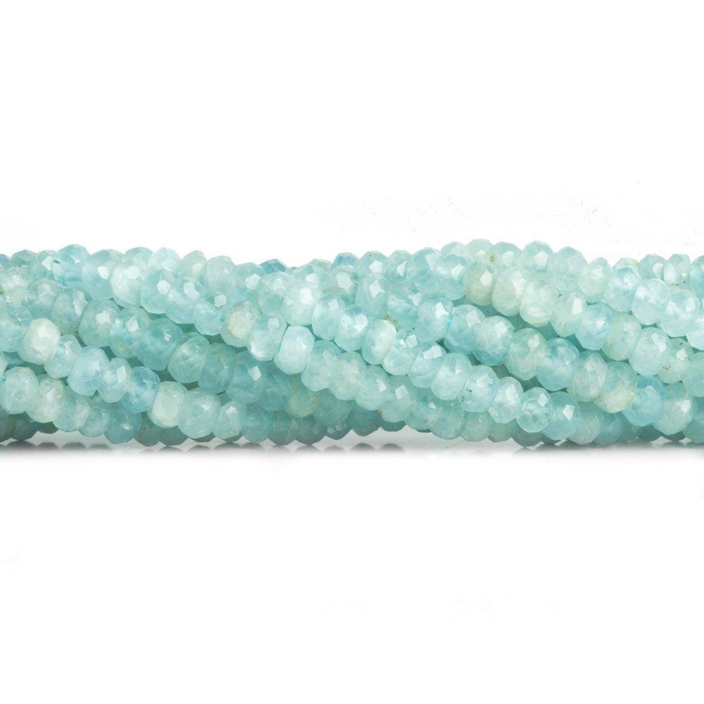 Aquamarine Hand Cut Faceted Rondelle Beads 12 inch 115 pieces - The Bead Traders
