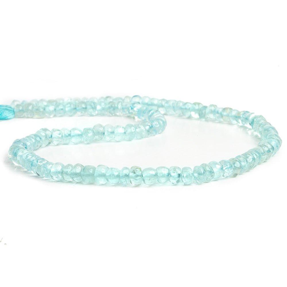 Aquamarine Hand Cut Plain Rondelle Beads 12 inch 105 pieces - The Bead Traders