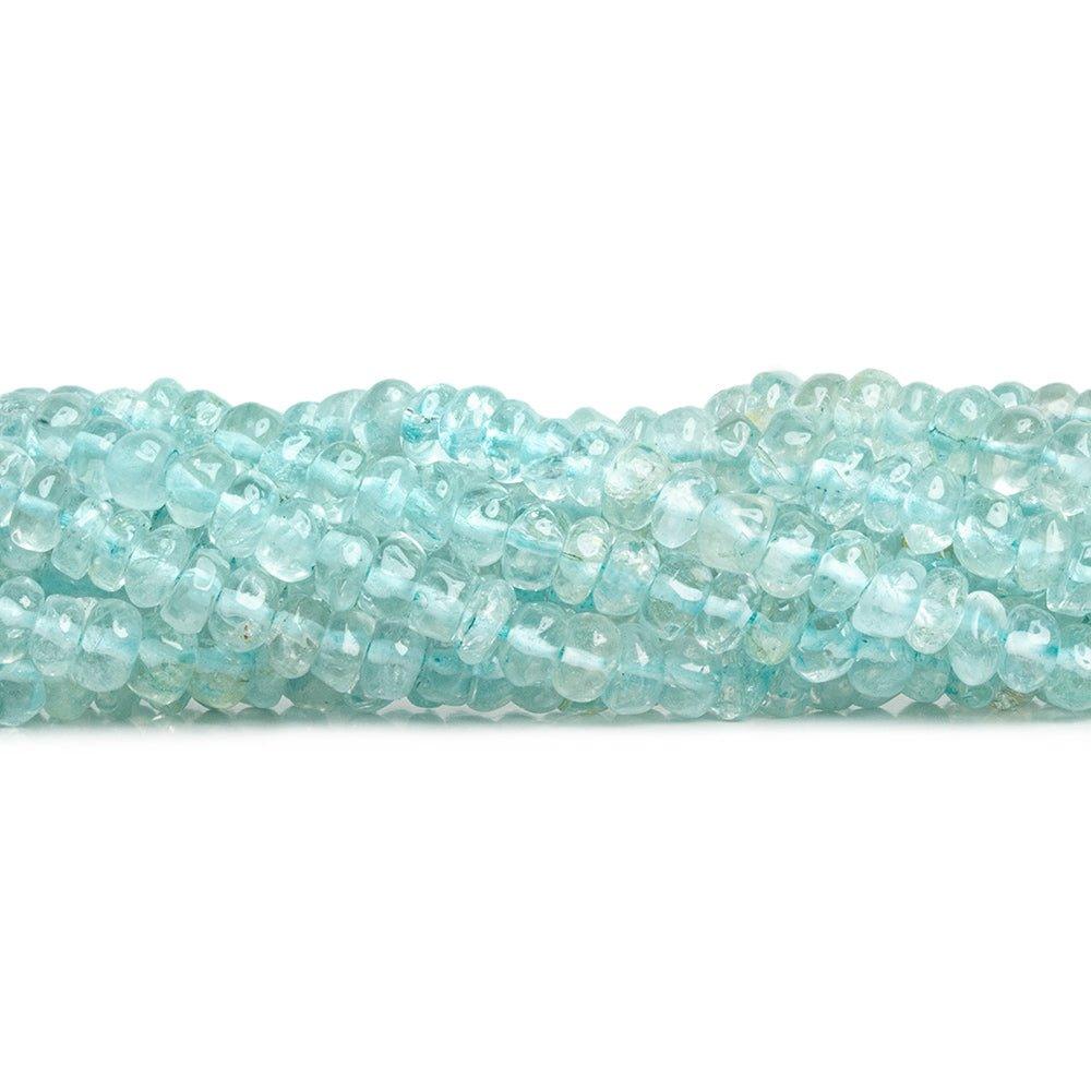Aquamarine Hand Cut Plain Rondelle Beads 12 inch 105 pieces - The Bead Traders