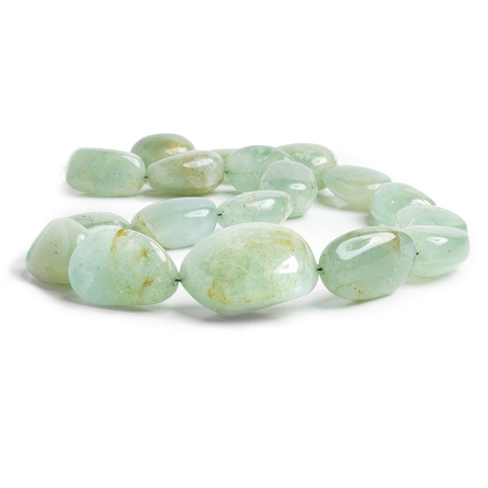 Aquamarine Plain Nugget Beads 16 inch 19 pieces - The Bead Traders
