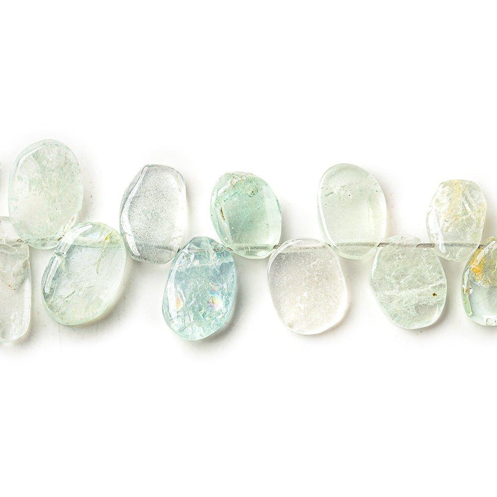 Aquamarine plain nugget slices 7.5 inch 45 beads 6x5mm - 13x6mm - The Bead Traders