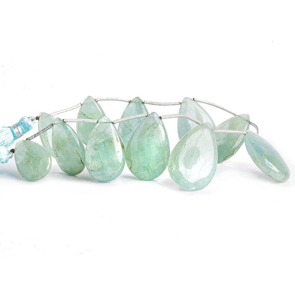 Aquamarine Plain Pear Beads 8 inch 11 pieces - The Bead Traders