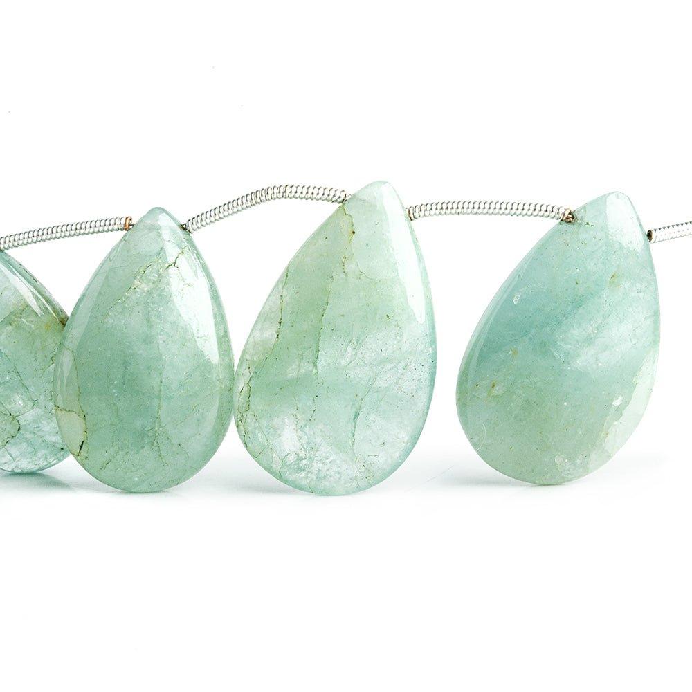 Aquamarine Plain Pear Beads 8 inch 11 pieces - The Bead Traders