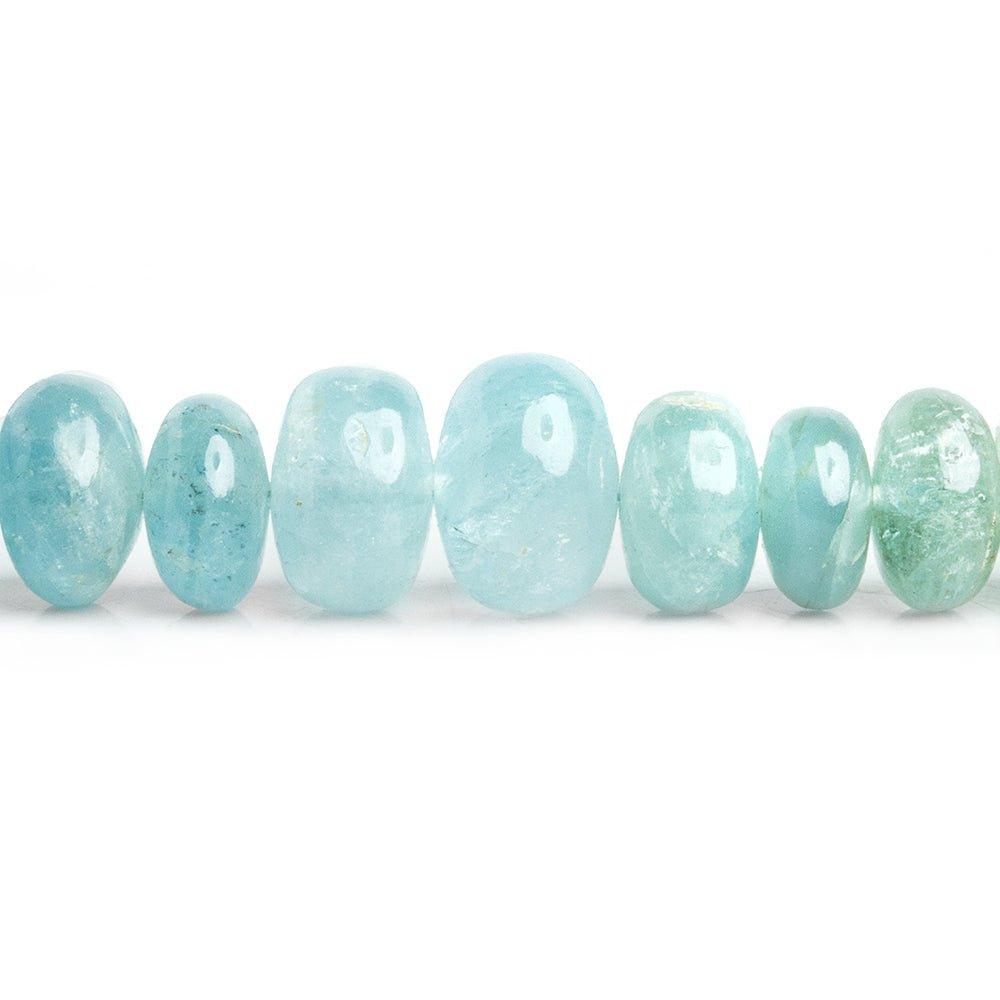 Aquamarine Plain Rondelle Beads 14 inch 70 pieces - The Bead Traders