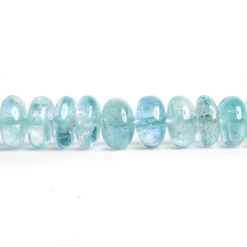 Aquamarine Plain Rondelle Beads 14 inch 77 pieces - The Bead Traders