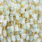 Aquamarine Rondelle Trio Gold Plated Chain by the Foot 72 pieces - The Bead Traders