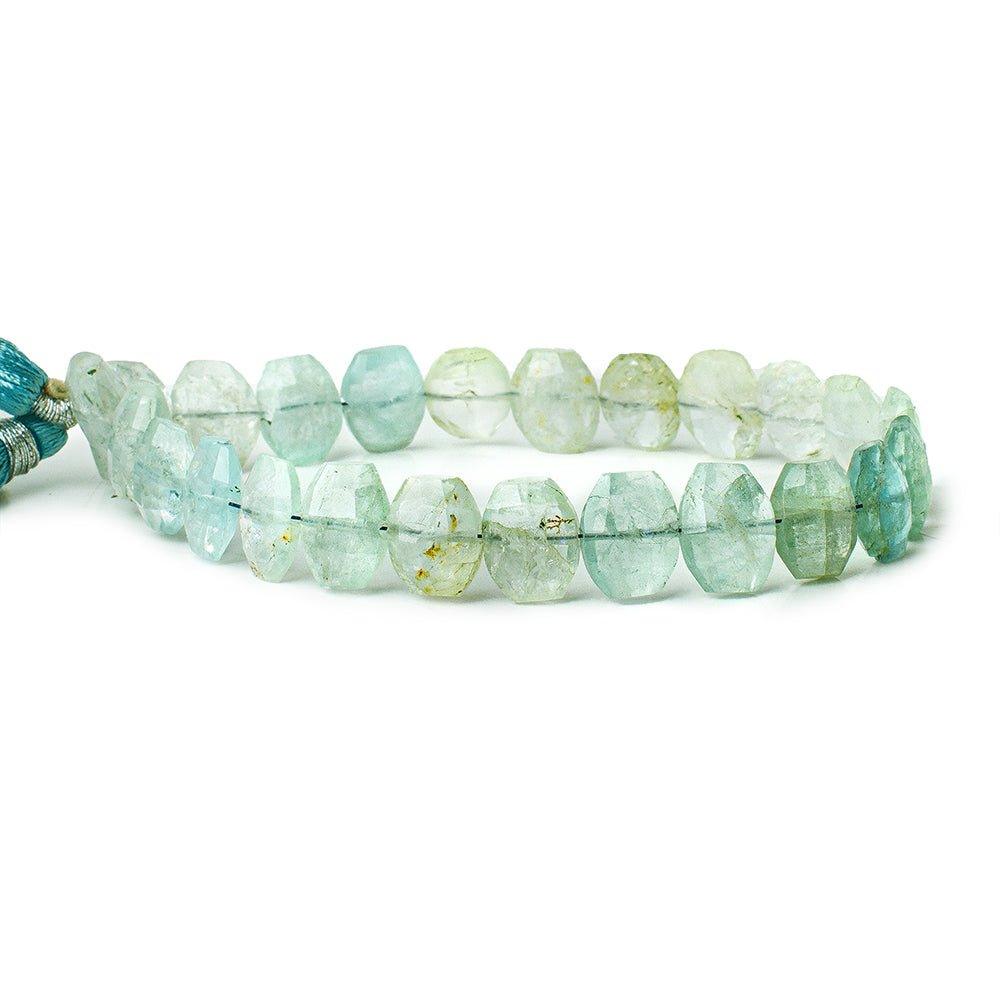 Aquamarine side drilled faceted cushion beads 10x7x5-12x9x5mm 24 beads - The Bead Traders
