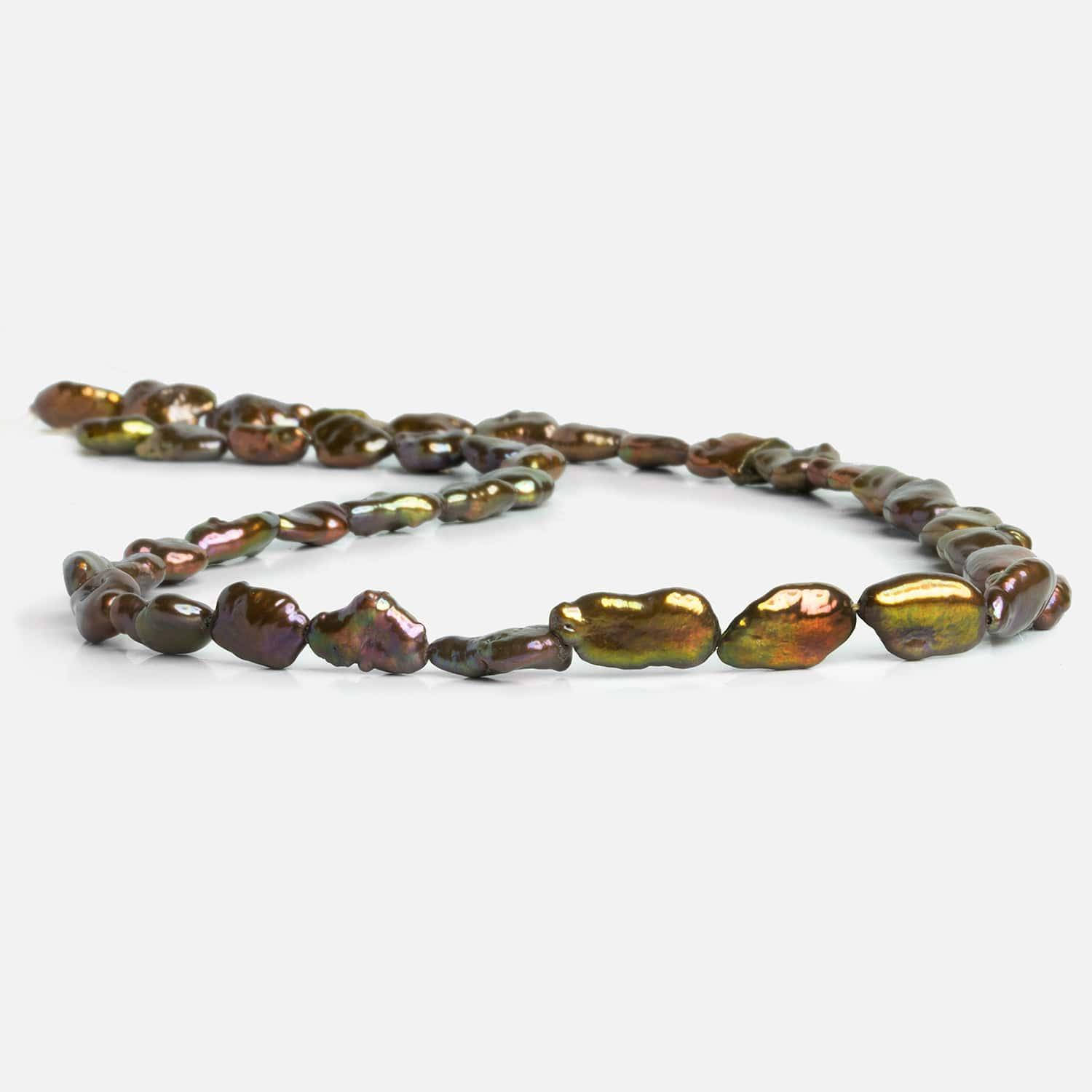 Autumn Brown Keshi Freshwater Pearls 15 inch 40 pcs - The Bead Traders