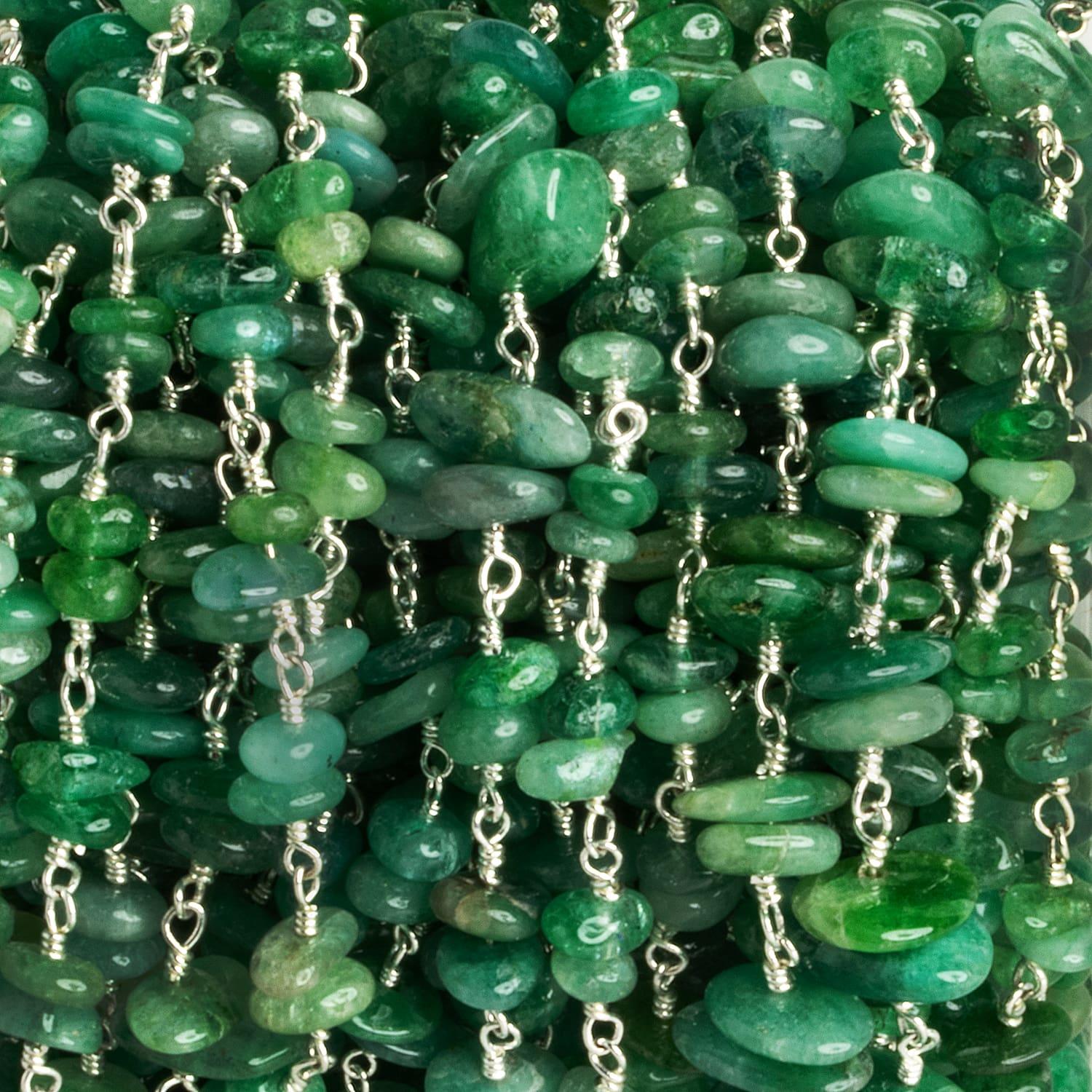 Aventurine Double Nugget Silver Chain 60 pieces - The Bead Traders