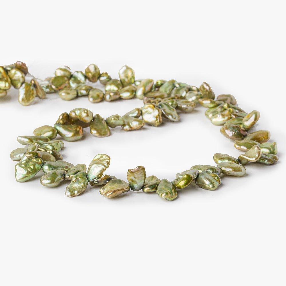 Avocado Green Top Drilled Keshi Freshwater Pearl - The Bead Traders