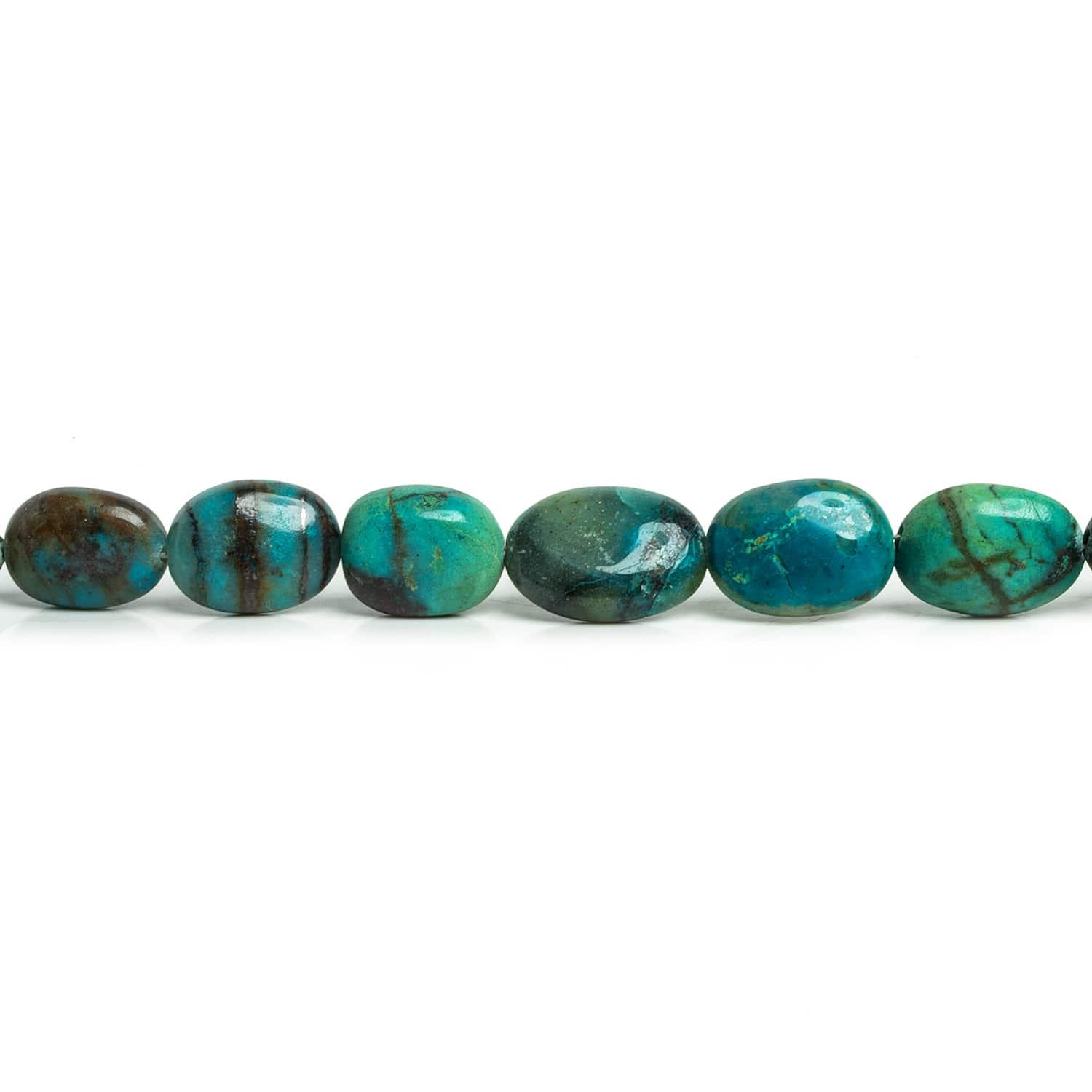 Azurite Plain Ovals 8 inch 16 beads - The Bead Traders