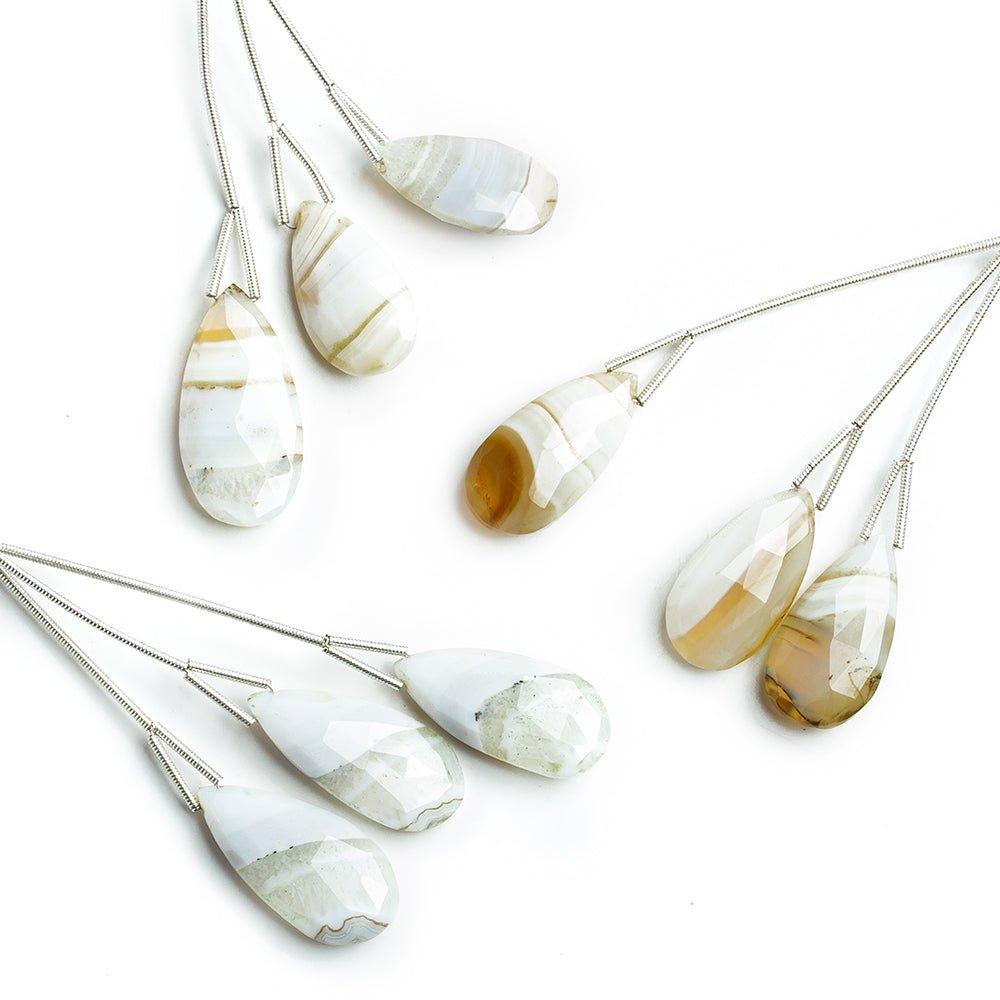 Banded Agate Faceted Pear Focal Beads 3 Pieces - The Bead Traders
