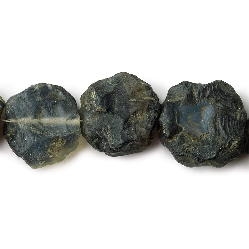 Banded Black Agate Tumbled Hammer Faceted Coin Beads - The Bead Traders
