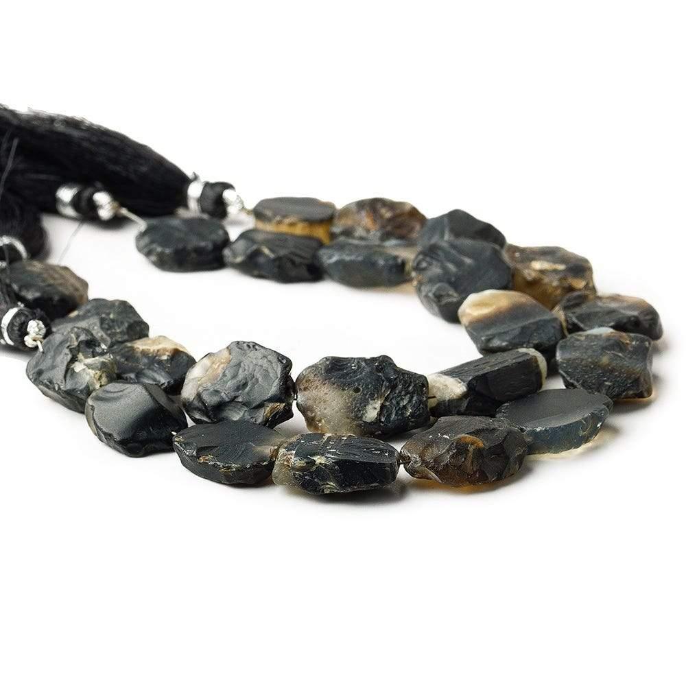 Banded Black Agate Tumbled Hammer Faceted Ovals - Lot of 2 - The Bead Traders
