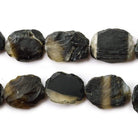 Banded Black Agate Tumbled Hammer Faceted Ovals - Lot of 2 - The Bead Traders