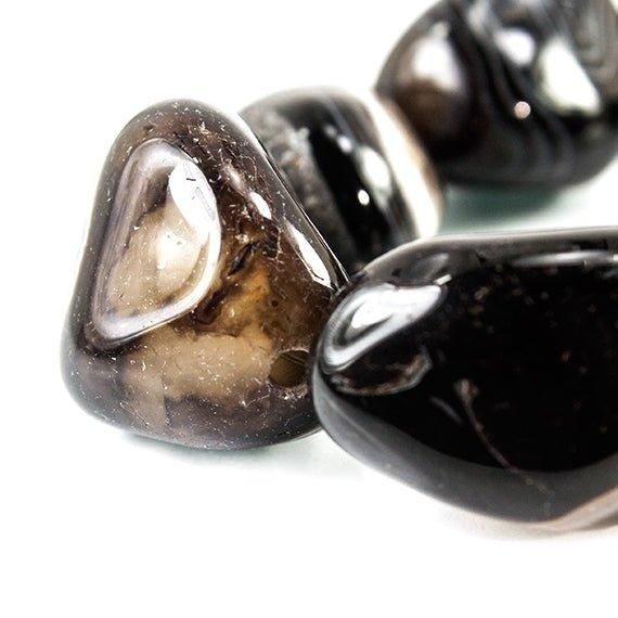 Banded Black Brown Agate 2.5mm Large Hole Plain Nugget Beads 15 in 15 pieces - The Bead Traders