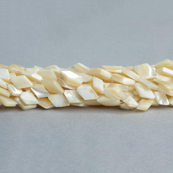 Beige Mother of Pearl Plain 15x7mm Kite, 14" length, 29 pcs