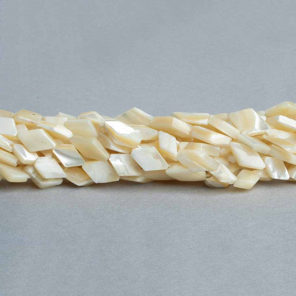 Beige Mother of Pearl Plain 15x7mm Kite, 14" length, 29 pcs - The Bead Traders
