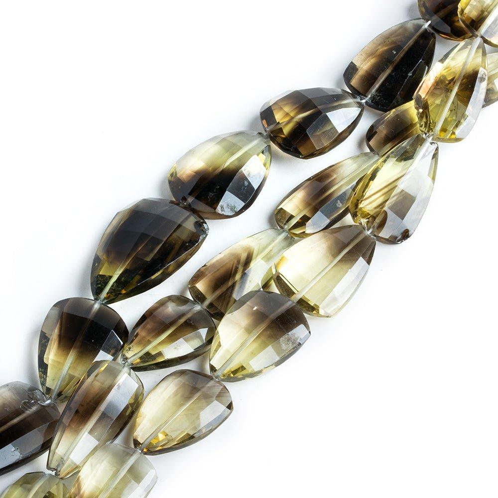Bi-Color Quartz Center Drilled Faceted Pear Beads - Lot of 3 - The Bead Traders