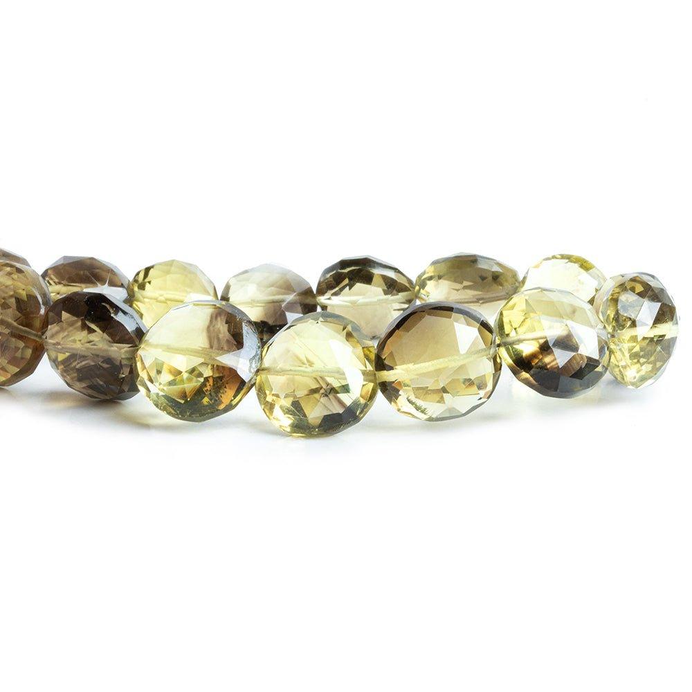 Bi-Color Quartz Faceted Coin Beads 7 inch 15 pieces - The Bead Traders