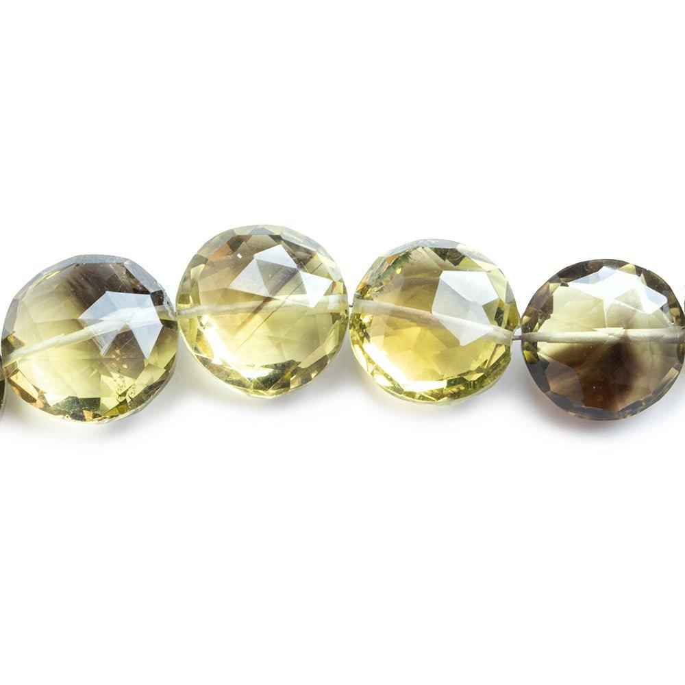 Bi-Color Quartz Faceted Coin Beads 7 inch 15 pieces - The Bead Traders