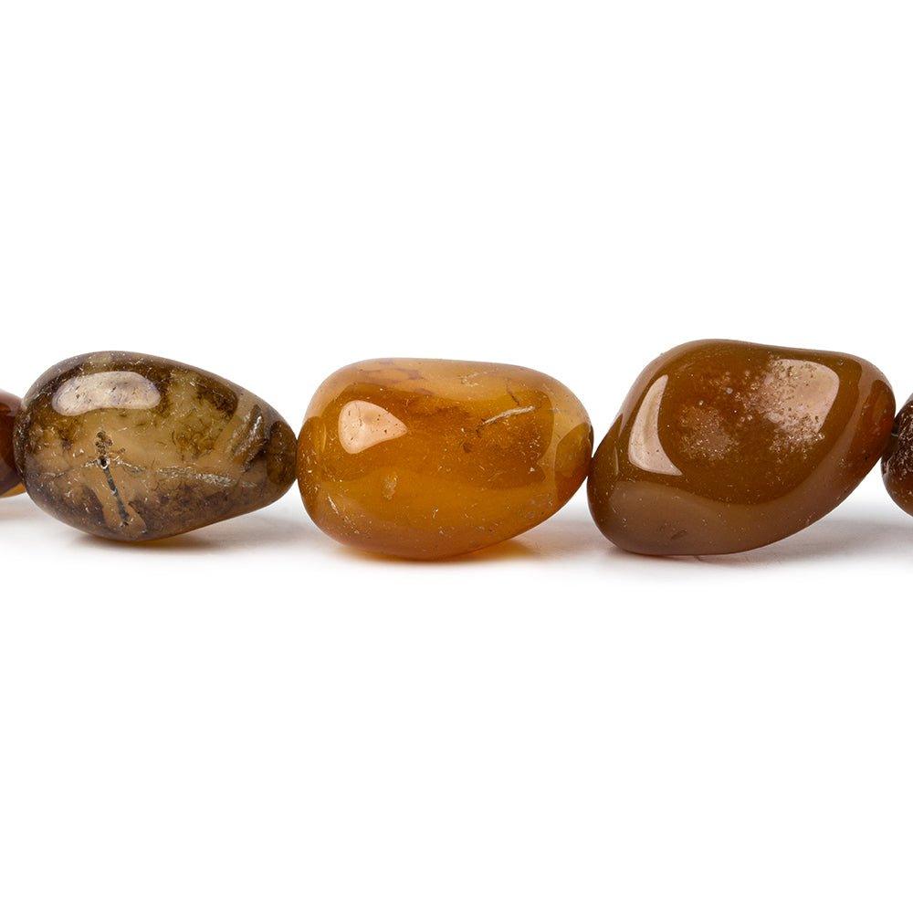 BiColor Amber Agate 2.5mm Large Hole Plain Nugget Beads 15 inch 14 pieces - The Bead Traders