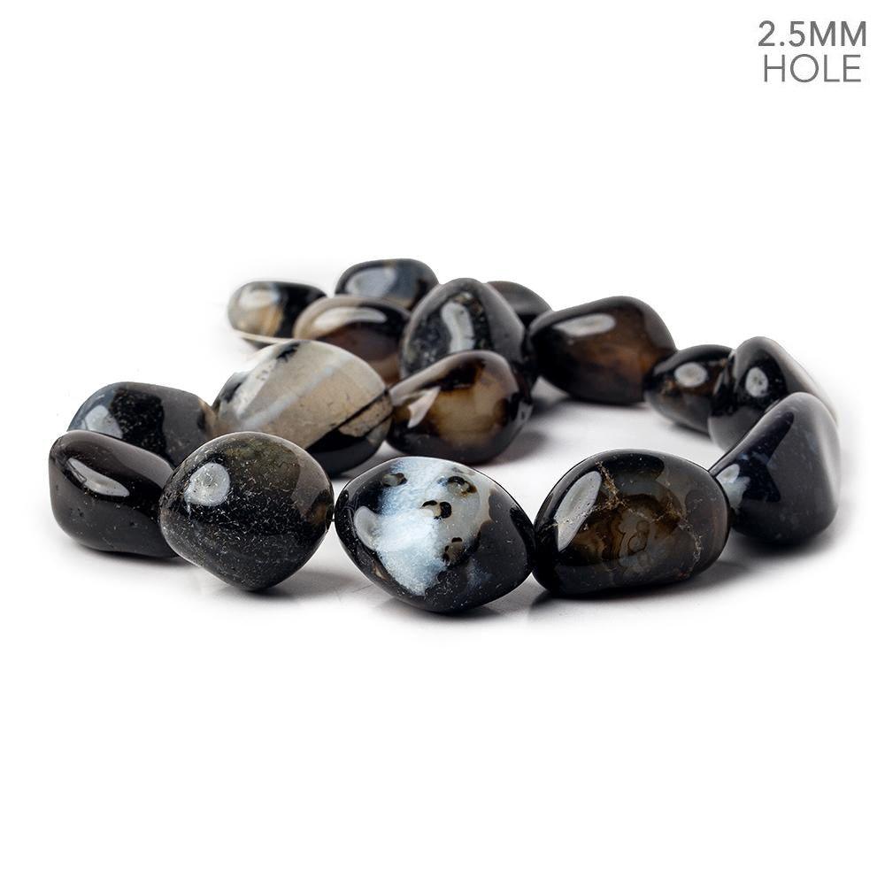 BiColor Black Agate 2.5mm Large Hole Plain Nugget Beads 15 inch 16 pieces - The Bead Traders