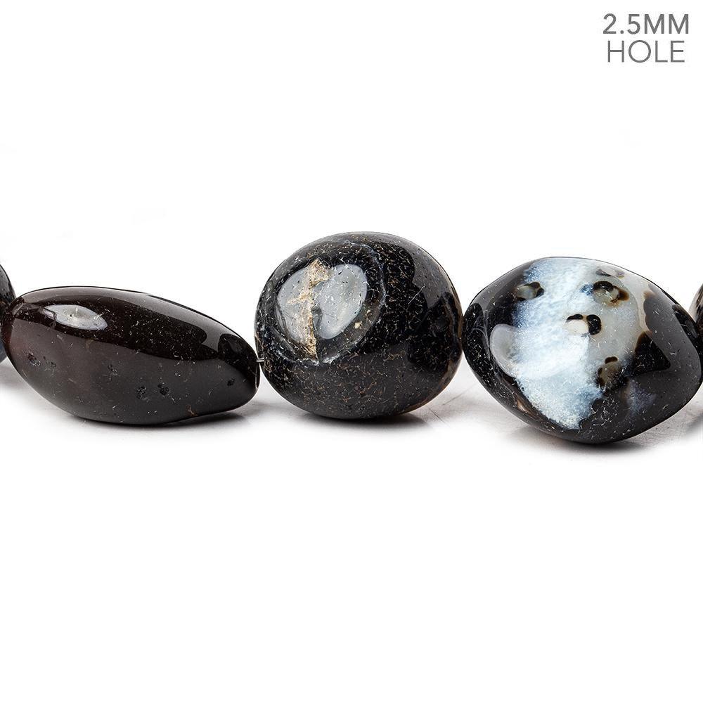 BiColor Black Agate 2.5mm Large Hole Plain Nugget Beads 15 inch 16 pieces - The Bead Traders