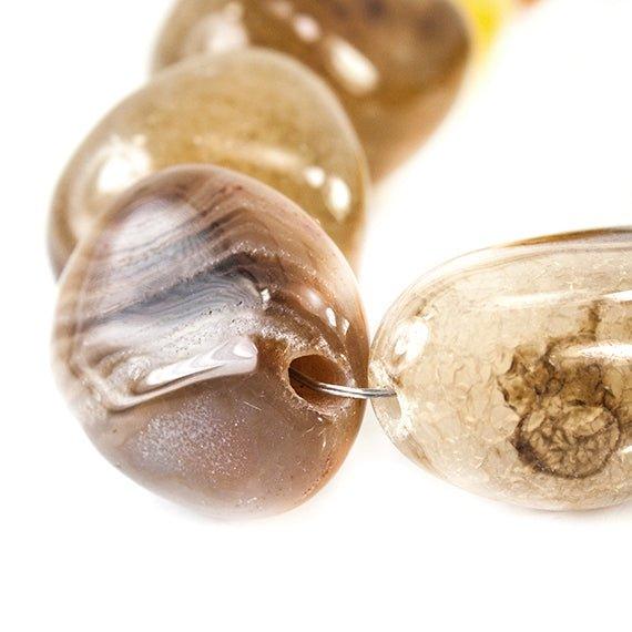 BiColor Brown Agate 2.5mm Large Hole Plain Nugget Beads 15 inch 15 pieces - The Bead Traders