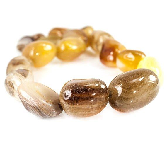 BiColor Brown Agate 2.5mm Large Hole Plain Nugget Beads 15 inch 15 pieces - The Bead Traders