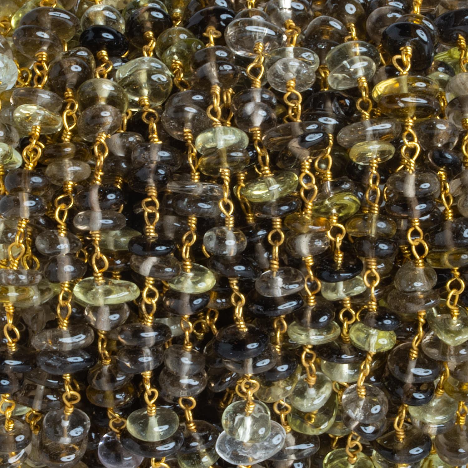 Bicolor Quartz Double Nugget Gold Chain 60 pieces - The Bead Traders