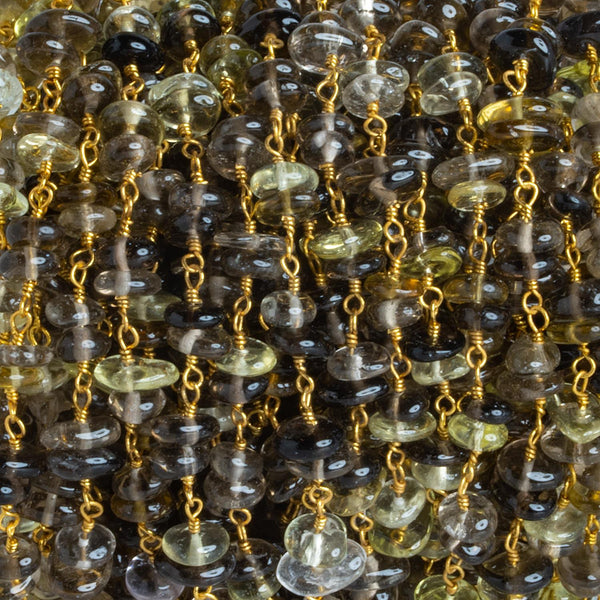 Bicolor Quartz Double Nugget Gold Chain 60 pieces