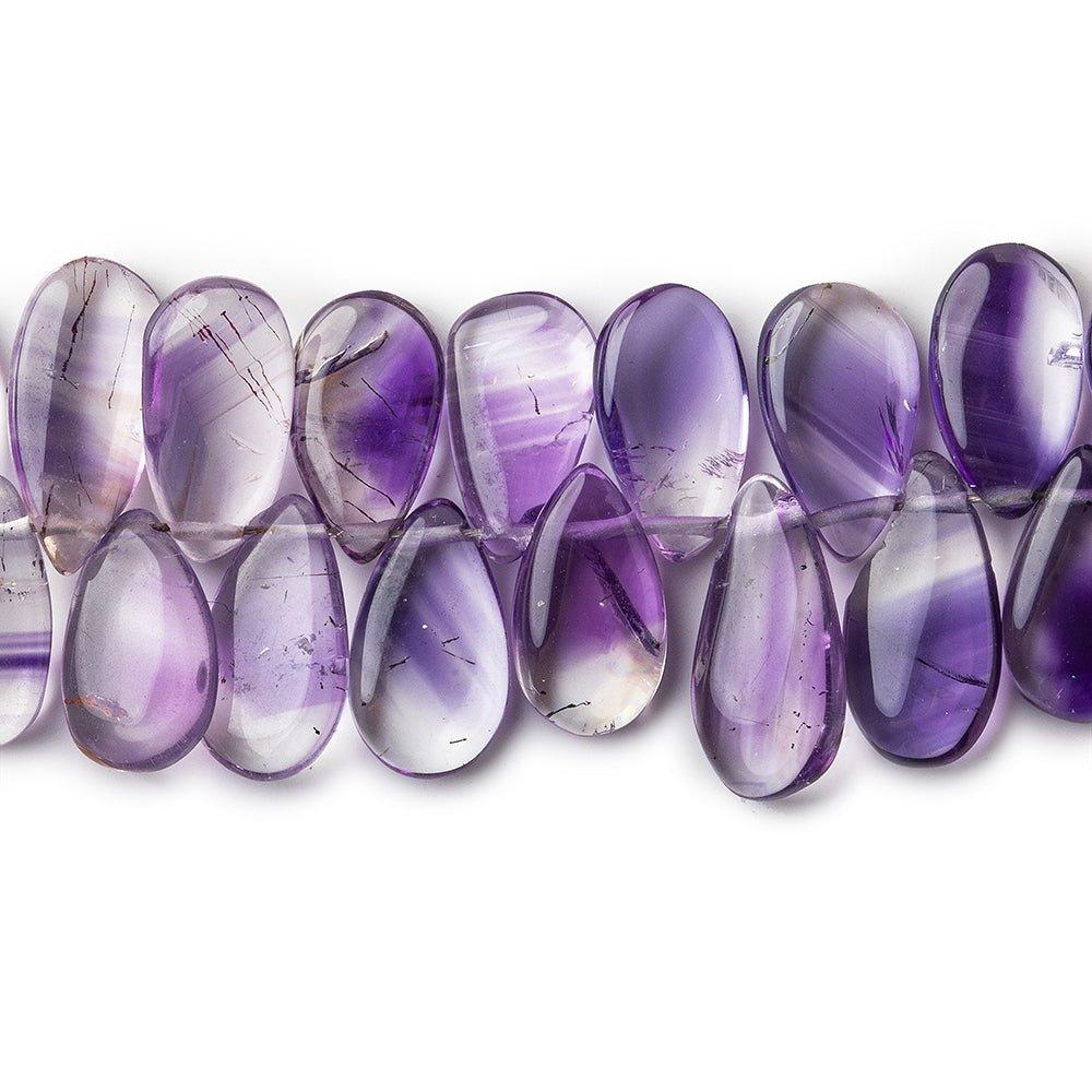 BiColored Amethyst Plain Pear Beads, 8 inch, 10x5x2-14x6x4mm, 61 pieces - The Bead Traders