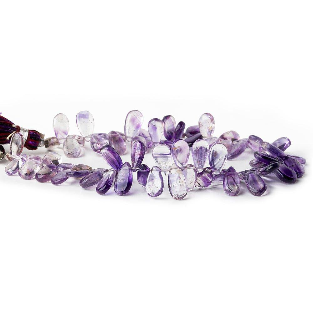 BiColored Amethyst Plain Pear Beads, 8 inch, 10x5x2-14x6x4mm, 61 pieces - The Bead Traders