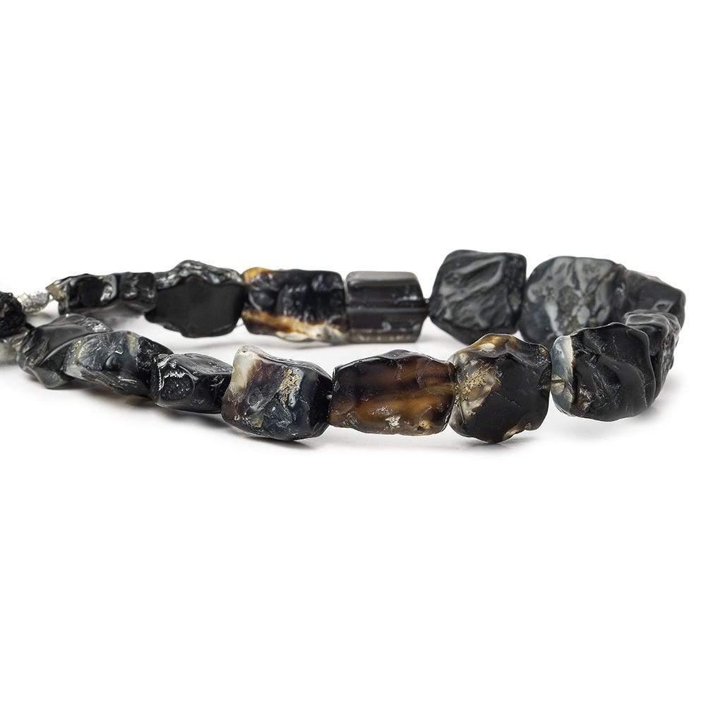 Black Agate Beads Tumbled Hammer Faceted Rectangle Beads 8 inch 14 pieces - The Bead Traders