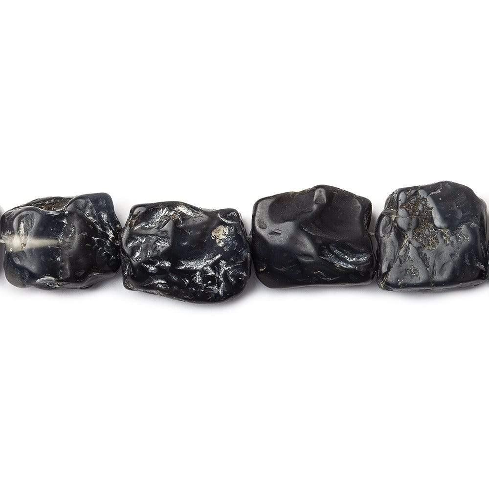 Black Agate Beads Tumbled Hammer Faceted Rectangle Beads 8 inch 14 pieces - The Bead Traders